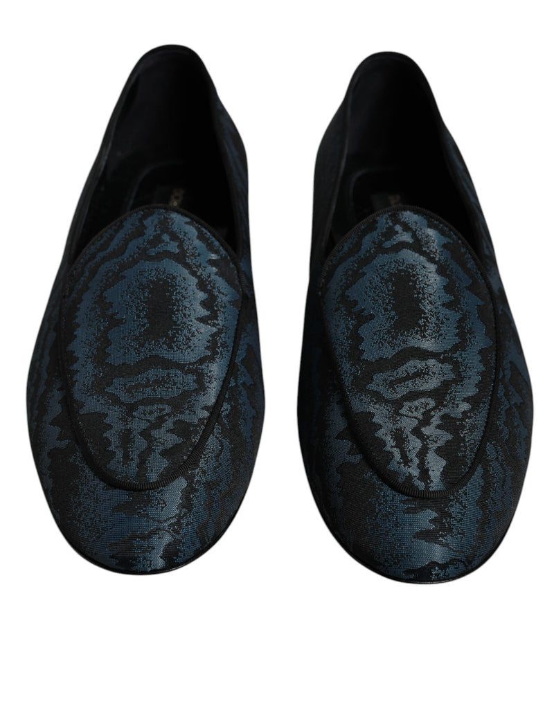 Sapatos sociais mocassim masculinos baixos em azul e preto Dolce & Gabbana