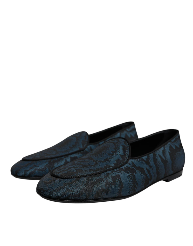 Sapatos sociais mocassim masculinos baixos em azul e preto Dolce & Gabbana