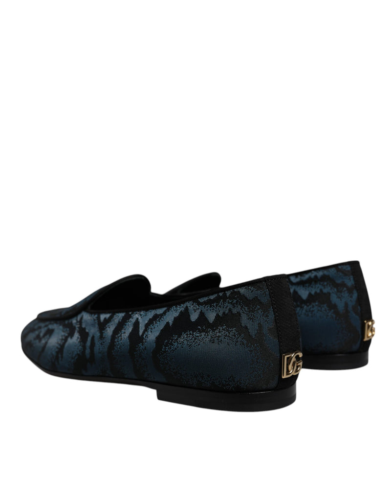 Sapatos sociais mocassim masculinos baixos em azul e preto Dolce & Gabbana
