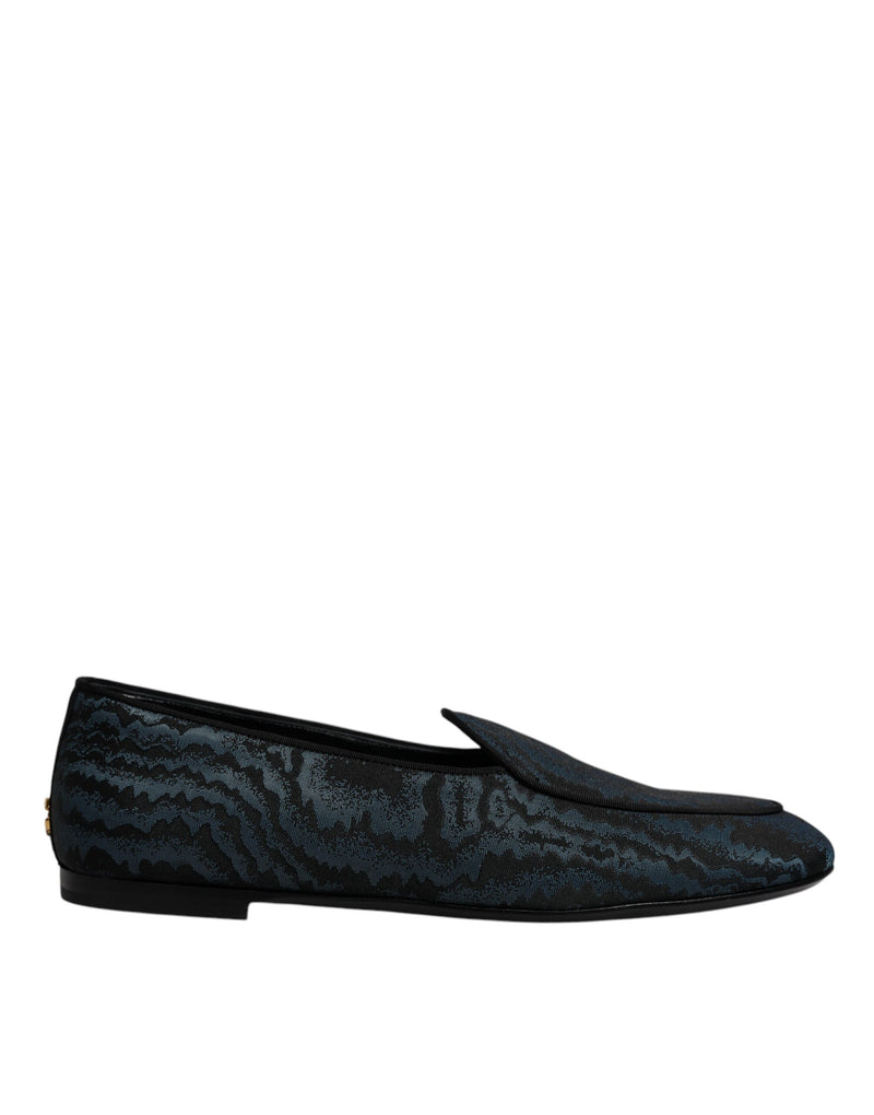 Sapatos sociais mocassim masculinos baixos em azul e preto Dolce & Gabbana