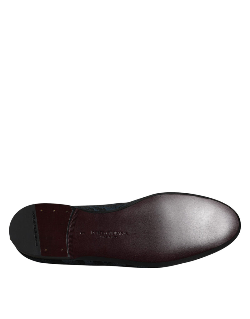 Sapatos sociais mocassim masculinos baixos em azul e preto Dolce & Gabbana