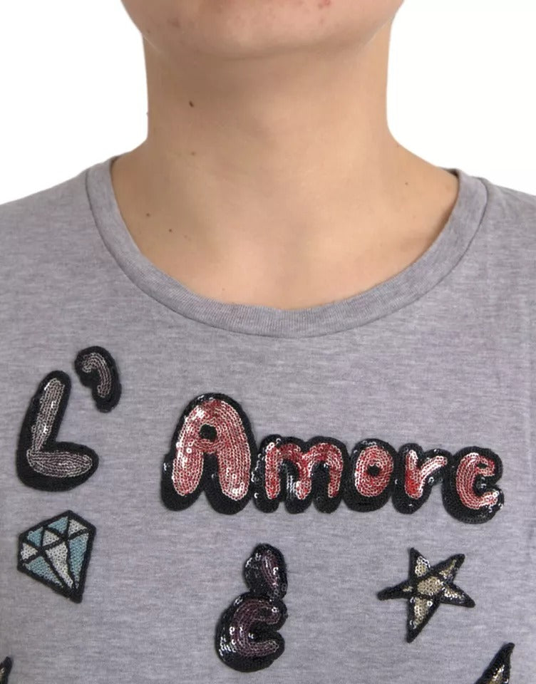 T-shirt gris en coton L'Amore E'Bellezza Dolce & Gabbana