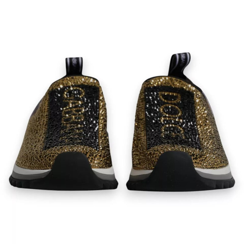 Baskets Sorrento dorées à strass Dolce & Gabbana