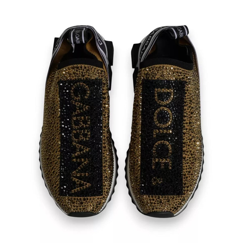 Baskets Sorrento dorées à strass Dolce & Gabbana