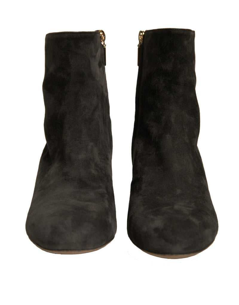 Bottines noires à talon orné Dolce & Gabbana