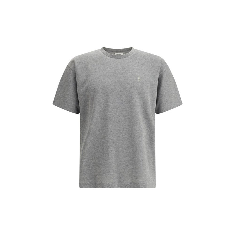 Camiseta gris de algodón de corte extragrande de Saint Laurent