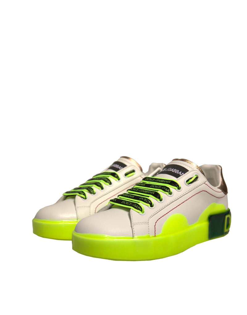 Zapatillas de piel Portofino blancas y amarillas de Dolce & Gabbana