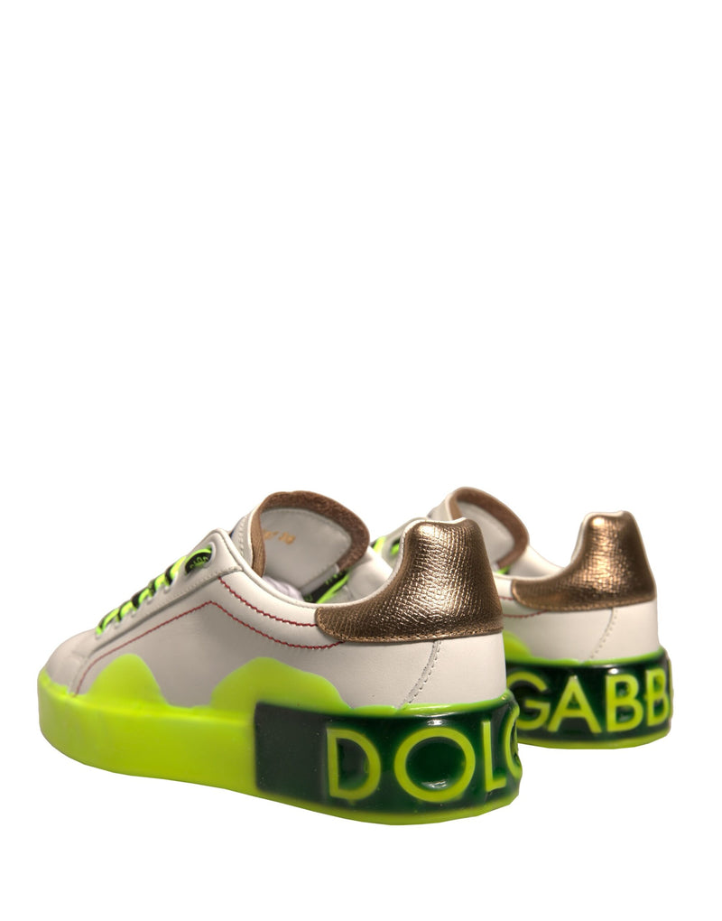 Zapatillas de piel Portofino blancas y amarillas de Dolce & Gabbana