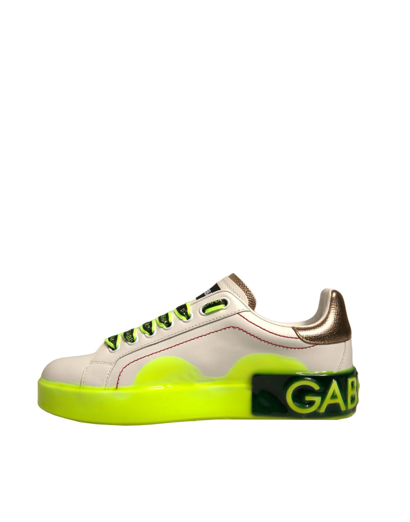 Zapatillas de piel Portofino blancas y amarillas de Dolce & Gabbana