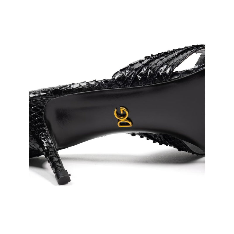 Dolce & Gabbana Black Snake Skin  Platform Sandals