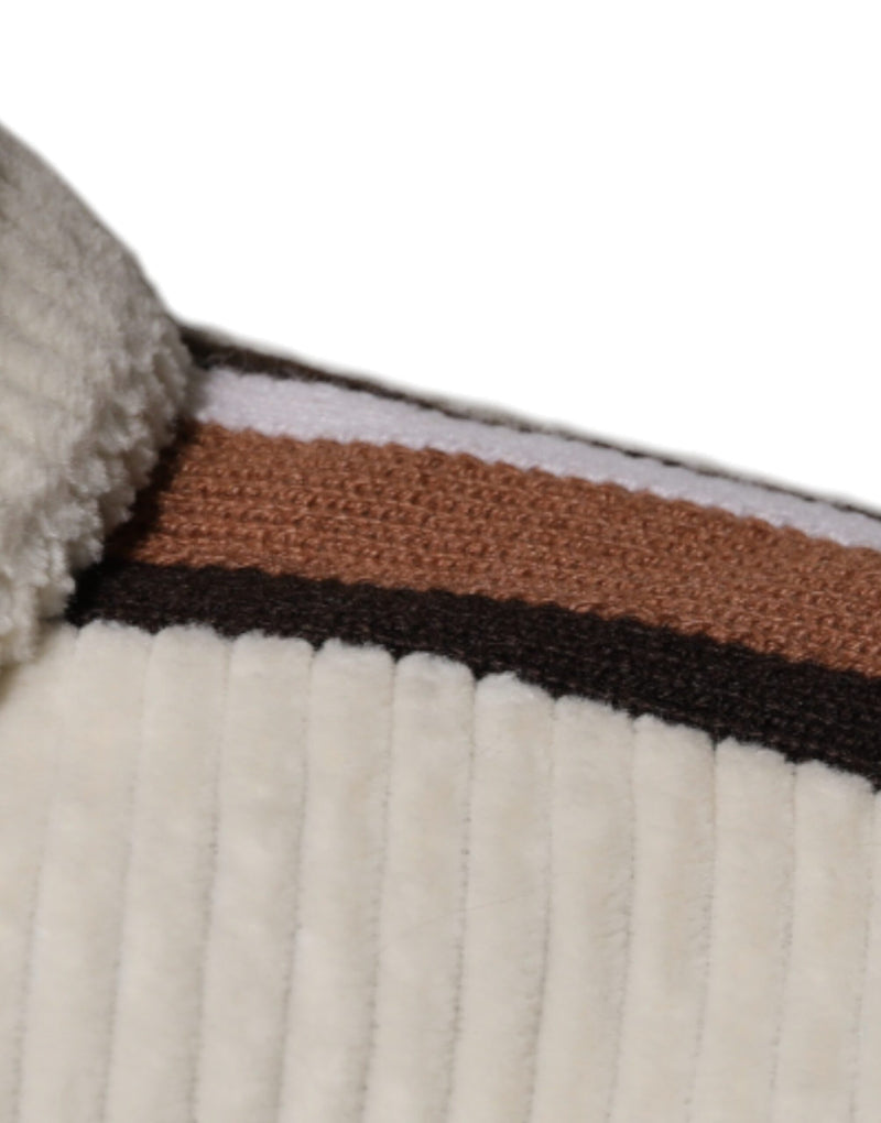 Chaqueta beige de pana de algodón con cierre completo y aplique del logo de Dolce & Gabbana