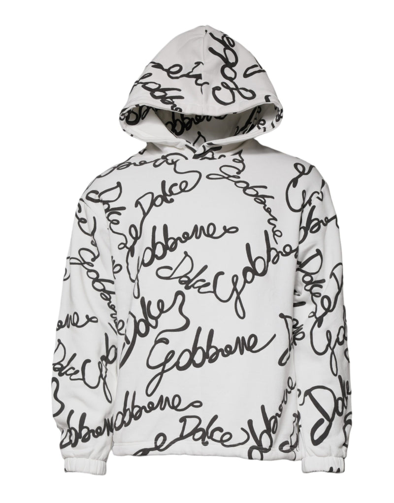 Sweat-shirt à capuche blanc en coton avec logo Dolce & Gabbana