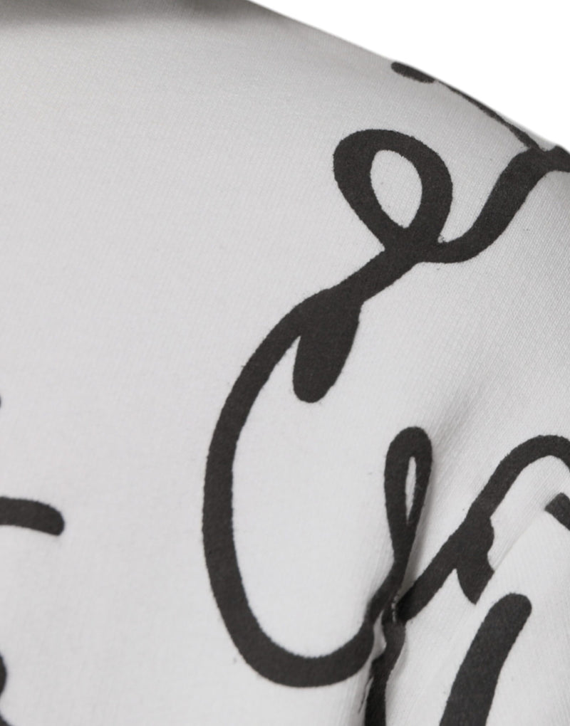 Sweat-shirt à capuche blanc en coton avec logo Dolce & Gabbana