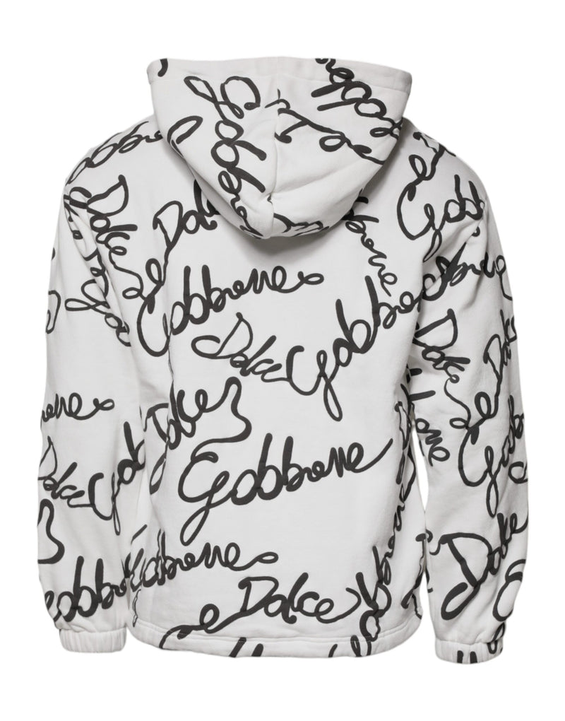 Sweat-shirt à capuche blanc en coton avec logo Dolce & Gabbana