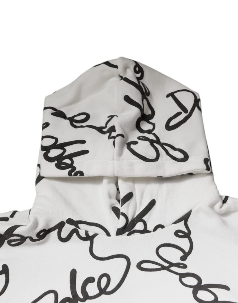 Sweat-shirt à capuche blanc en coton avec logo Dolce & Gabbana