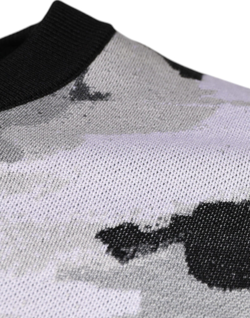 Suéter de punto para hombre con cuello redondo y estampado de camuflaje multicolor de Dolce & Gabbana