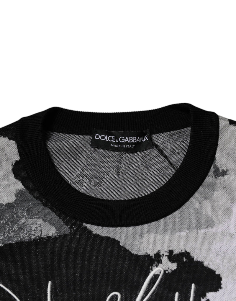 Suéter de punto para hombre con cuello redondo y estampado de camuflaje multicolor de Dolce & Gabbana