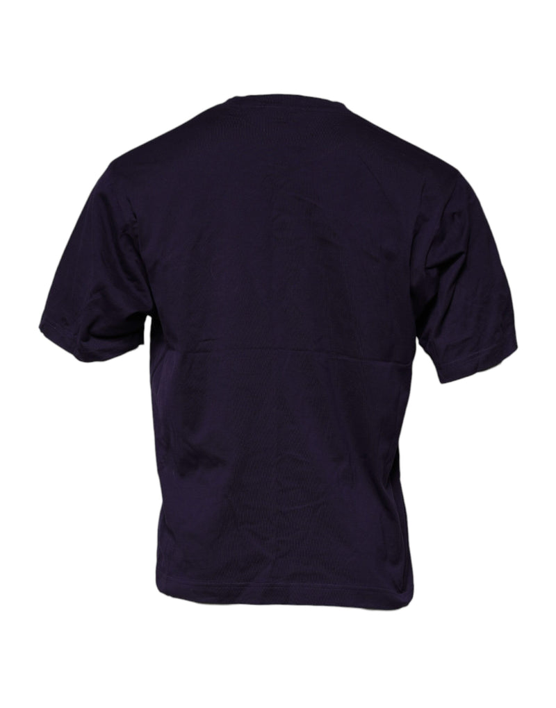 T-shirt en coton violet à col rond avec logo DG Dolce & Gabbana