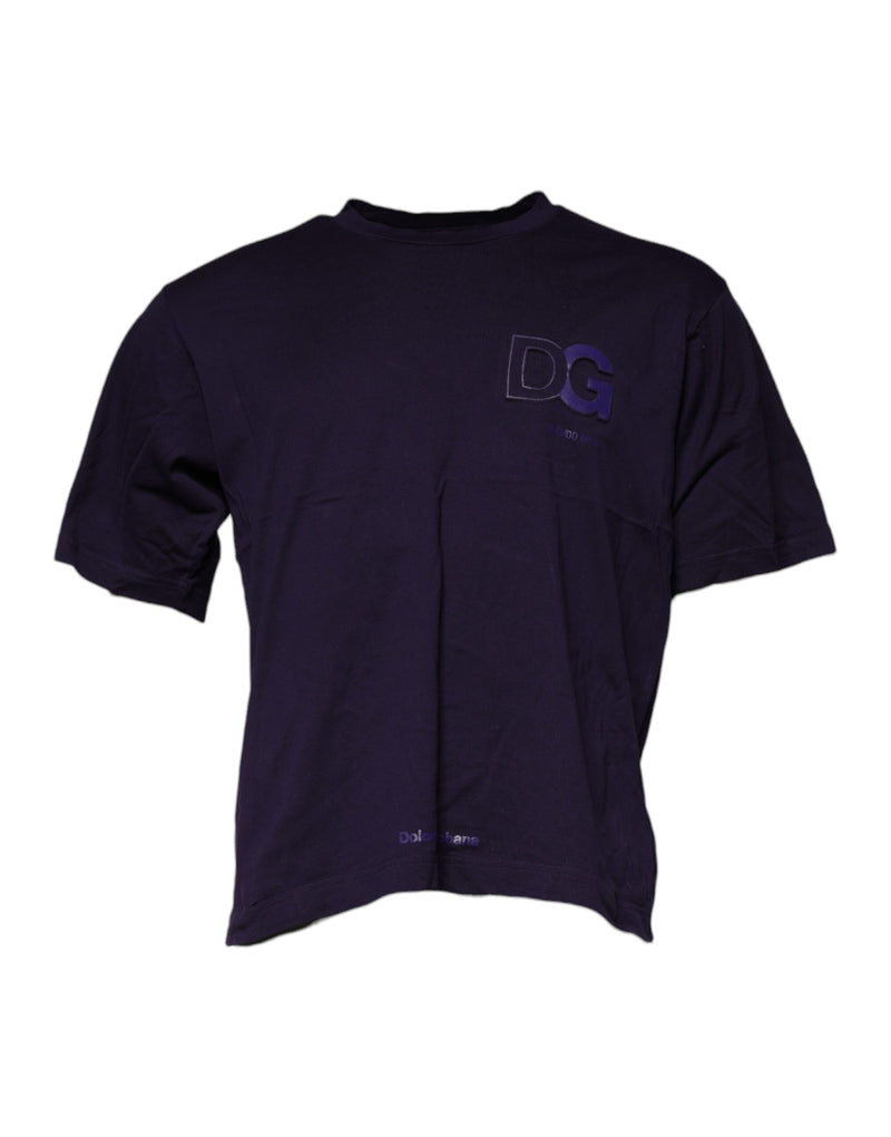 T-shirt en coton violet à col rond avec logo DG Dolce & Gabbana