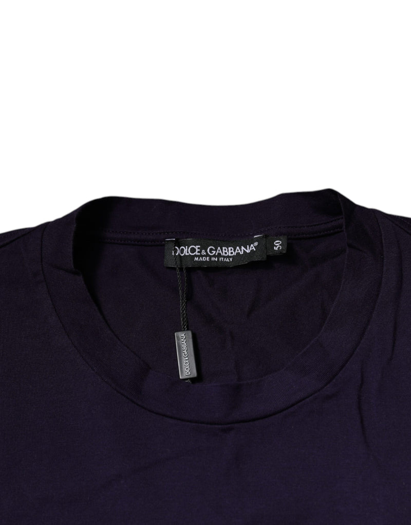 T-shirt en coton violet à col rond avec logo DG Dolce & Gabbana