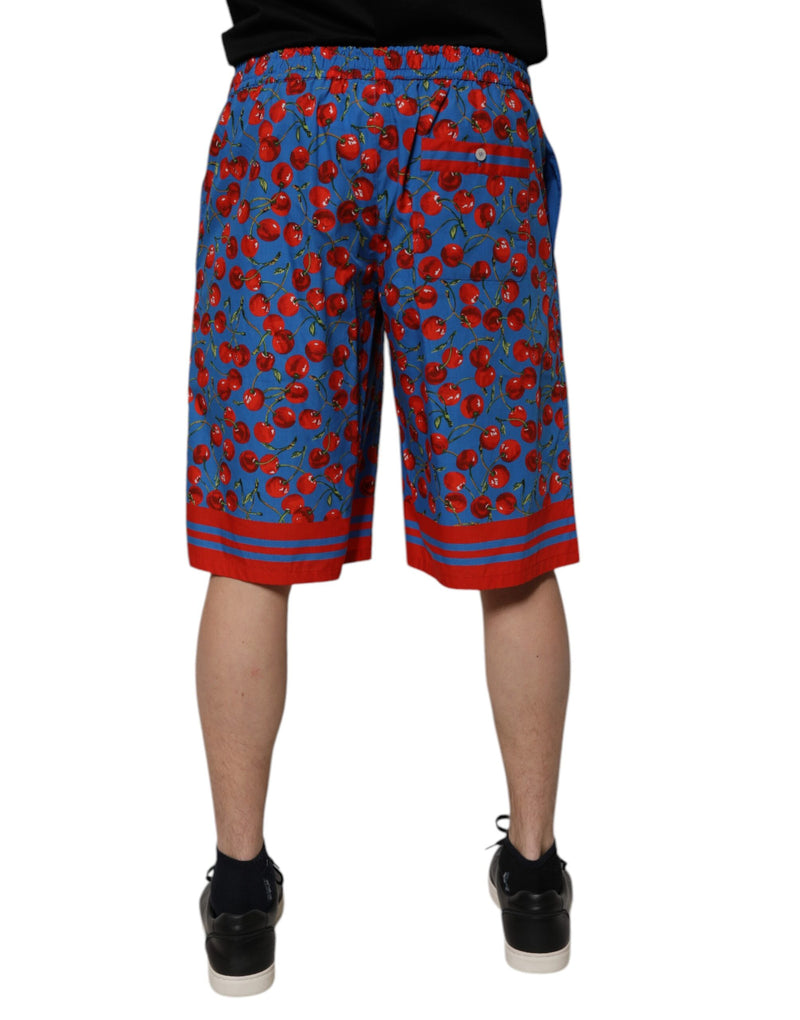 Bermuda masculina azul de algodão com estampa de cerejas Dolce & Gabbana