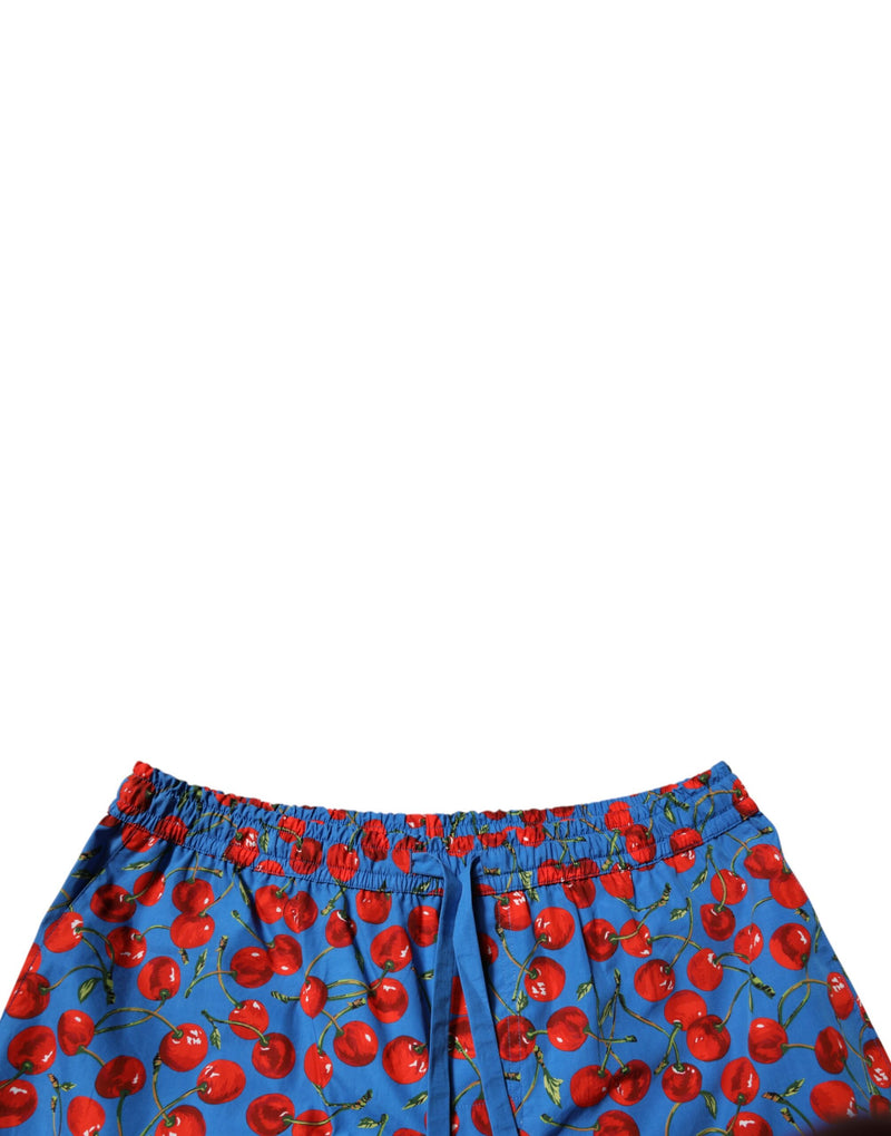 Bermuda masculina azul de algodão com estampa de cerejas Dolce & Gabbana