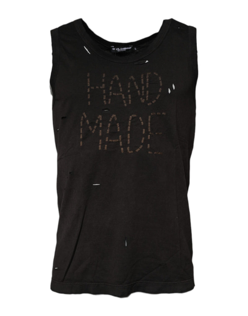 Camiseta de tirantes negra sin mangas y con cuello redondo de Dolce & Gabbana