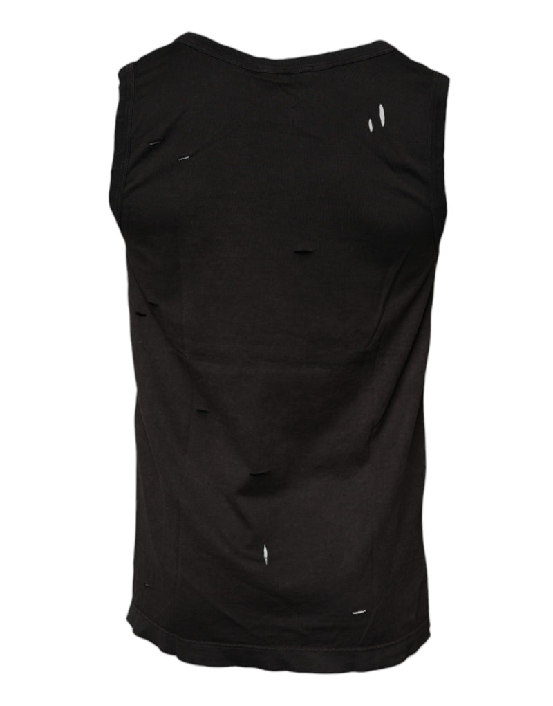Camiseta de tirantes negra sin mangas y con cuello redondo de Dolce & Gabbana