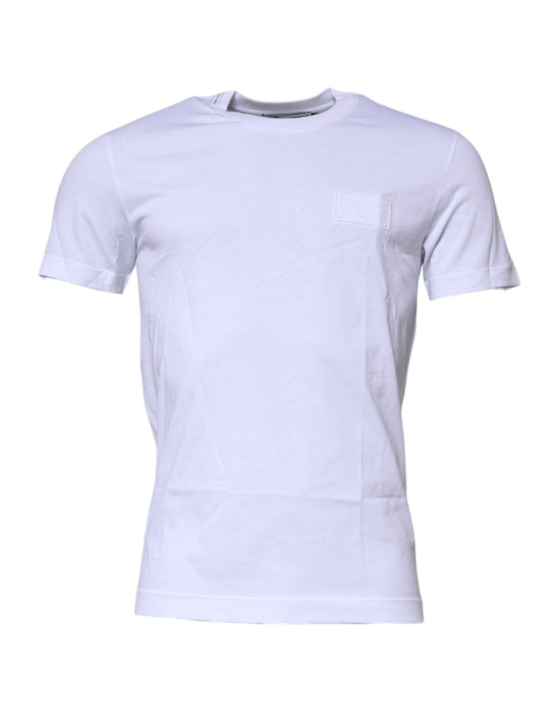 T-shirt en coton blanc à plaque logo et col rond Dolce & Gabbana