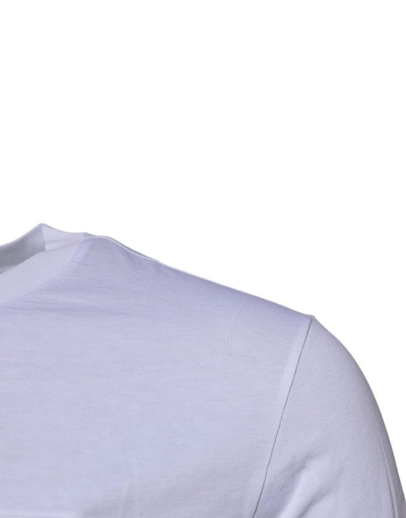 T-shirt en coton blanc à plaque logo et col rond Dolce & Gabbana