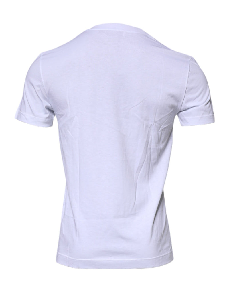 T-shirt en coton blanc à plaque logo et col rond Dolce & Gabbana