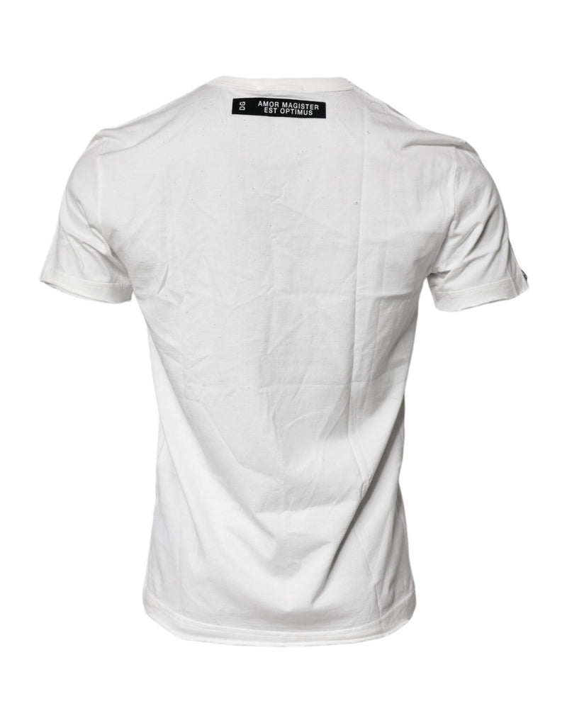 T-shirt en coton blanc à imprimé graphique et col rond Dolce & Gabbana
