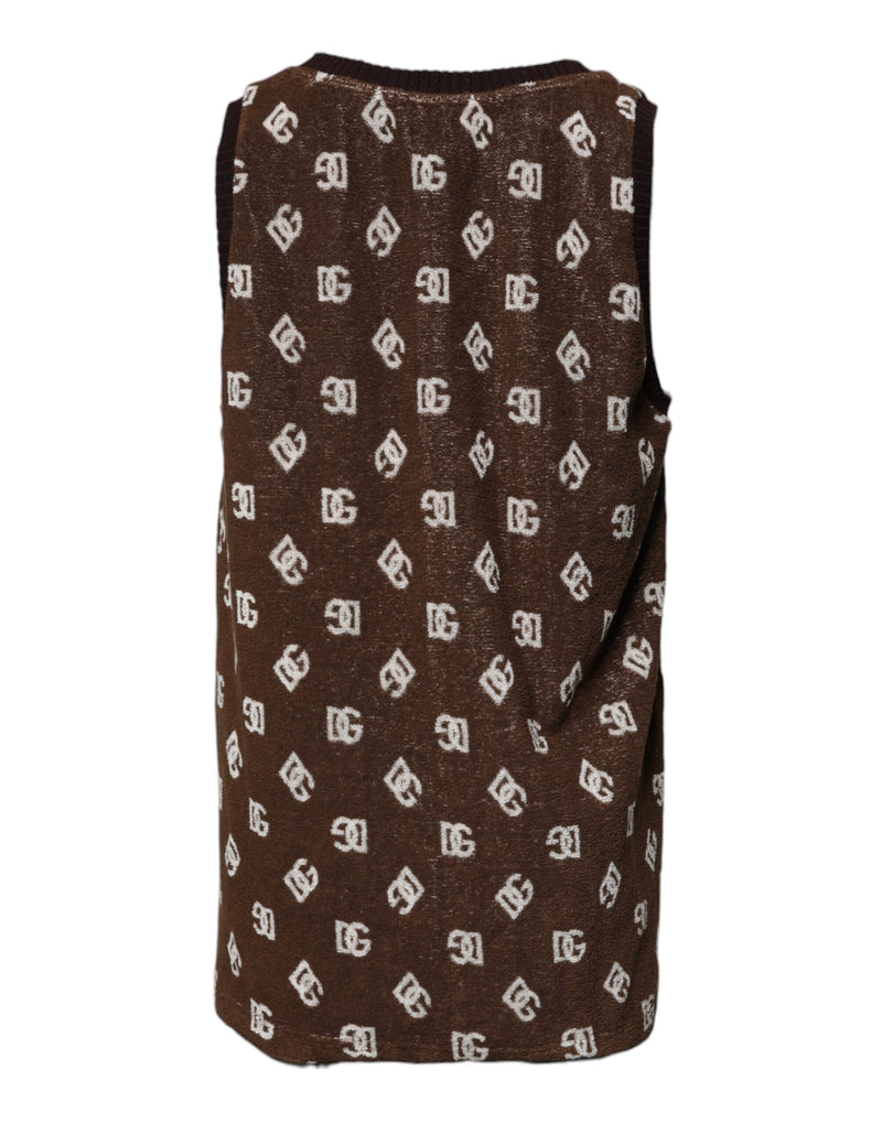 T-shirt ras-du-cou en coton à monogramme logo marron Dolce & Gabbana