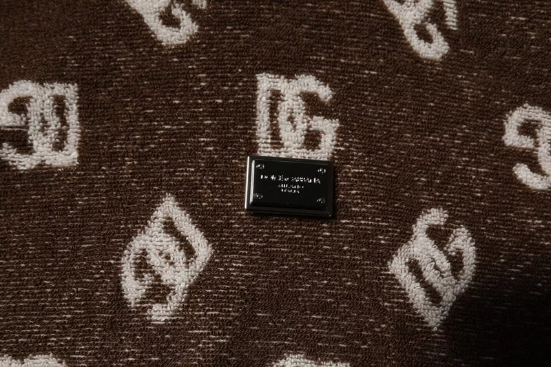 T-shirt ras-du-cou en coton à monogramme logo marron Dolce & Gabbana
