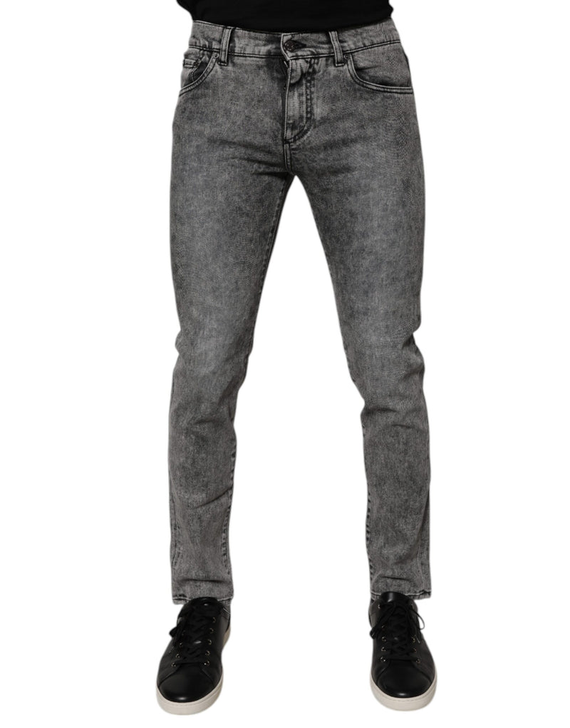 Jean slim en coton délavé gris foncé Dolce & Gabbana