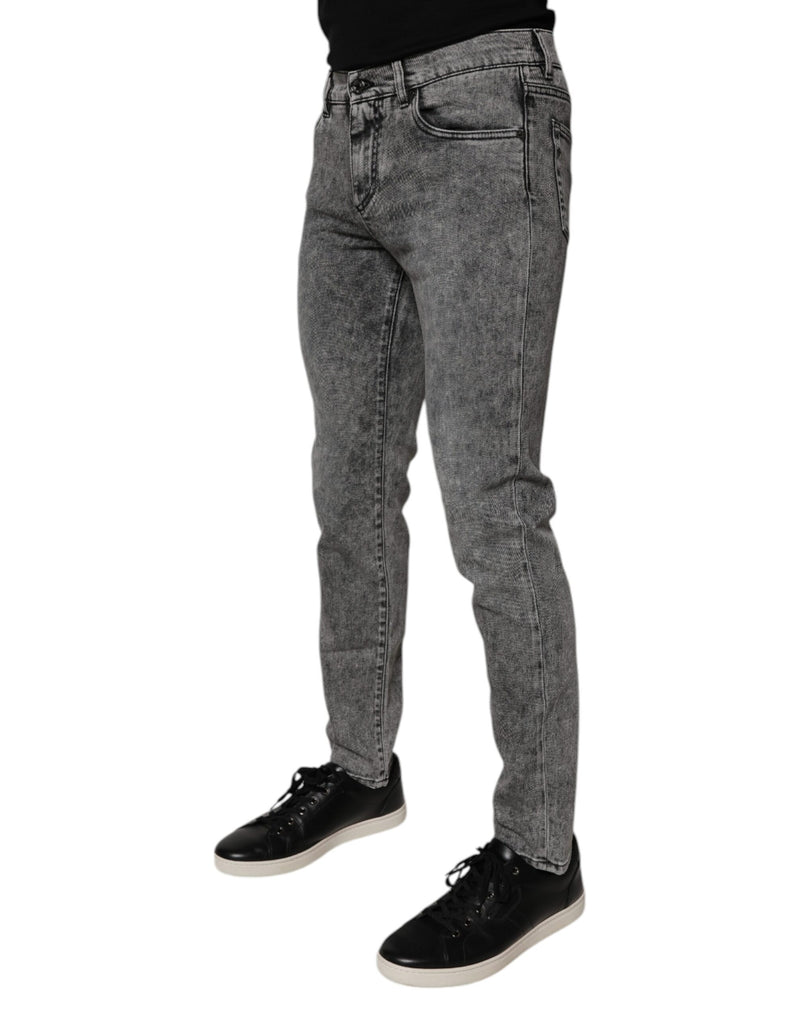 Jean slim en coton délavé gris foncé Dolce & Gabbana