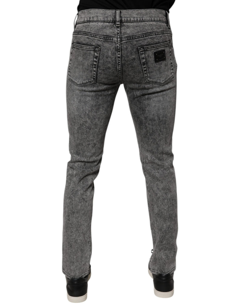 Jean slim en coton délavé gris foncé Dolce & Gabbana