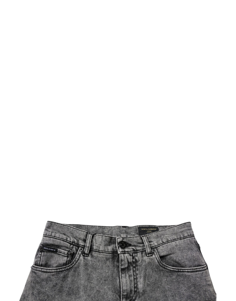 Jean slim en coton délavé gris foncé Dolce & Gabbana