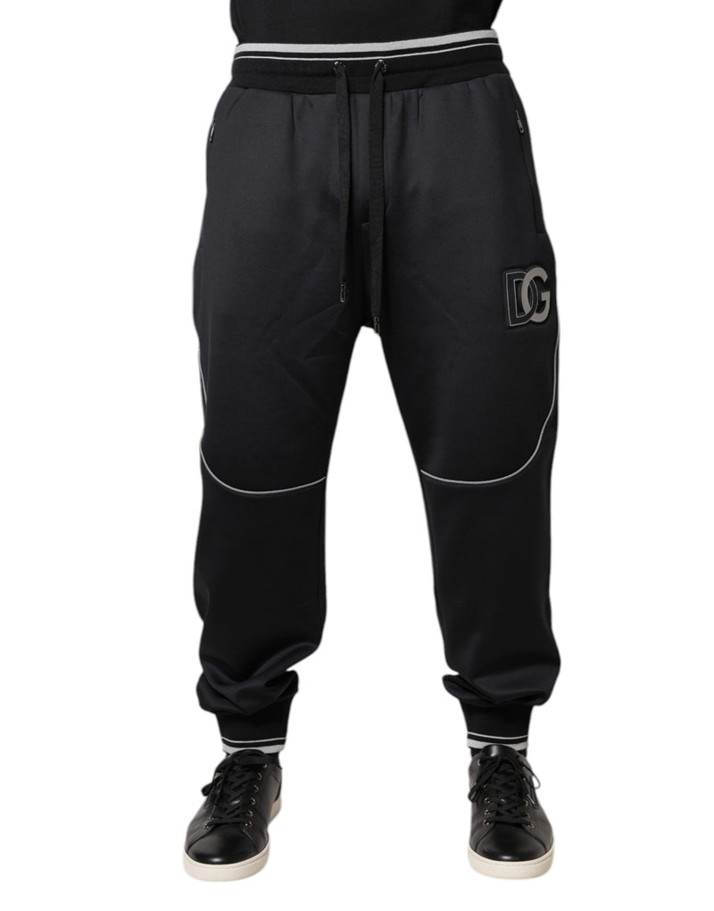 Pantalon de jogging noir en polyester avec logo Dolce & Gabbana
