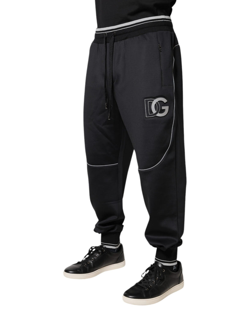 Pantalon de jogging noir en polyester avec logo Dolce & Gabbana