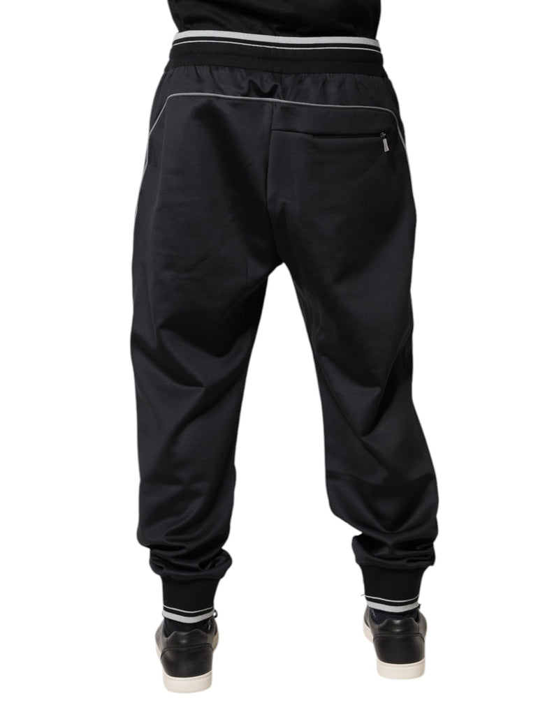 Pantalon de jogging noir en polyester avec logo Dolce & Gabbana