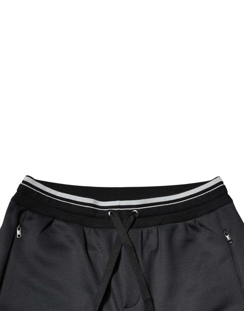 Pantalon de jogging noir en polyester avec logo Dolce & Gabbana