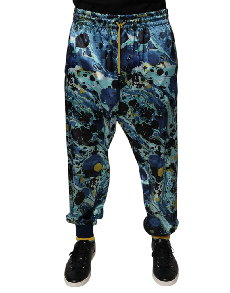 Calça de moletom jogger masculina de poliéster com estampa de mármore multicolorida Dolce & Gabbana