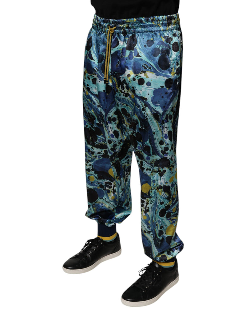 Calça de moletom jogger masculina de poliéster com estampa de mármore multicolorida Dolce & Gabbana