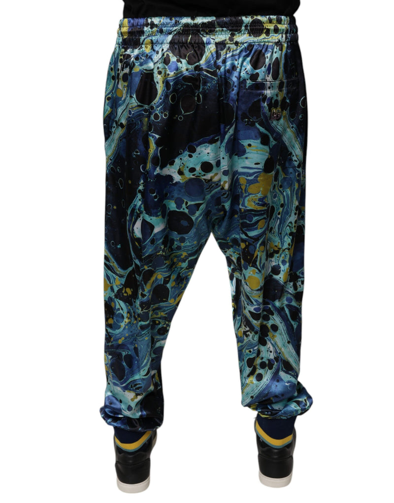 Calça de moletom jogger masculina de poliéster com estampa de mármore multicolorida Dolce & Gabbana