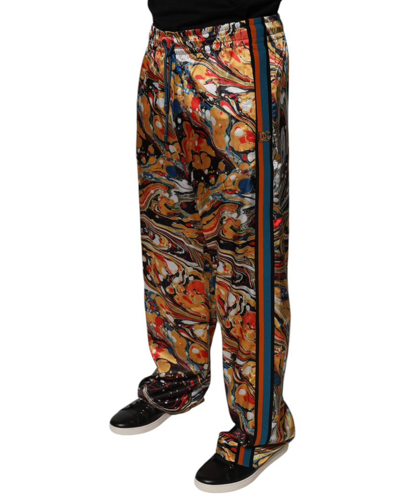 Pantalones de chándal para hombre de satén multicolor con estampado de mármol, de Dolce & Gabbana