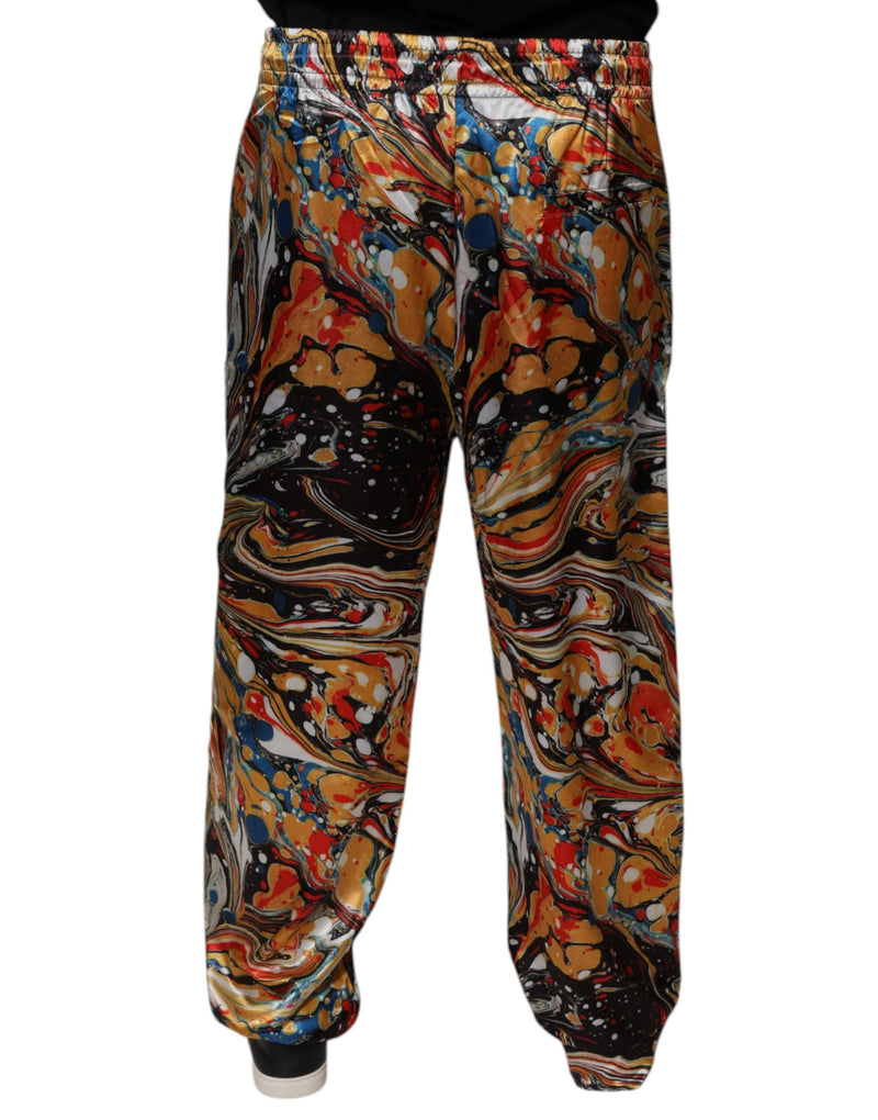 Pantalones de chándal para hombre de satén multicolor con estampado de mármol, de Dolce & Gabbana
