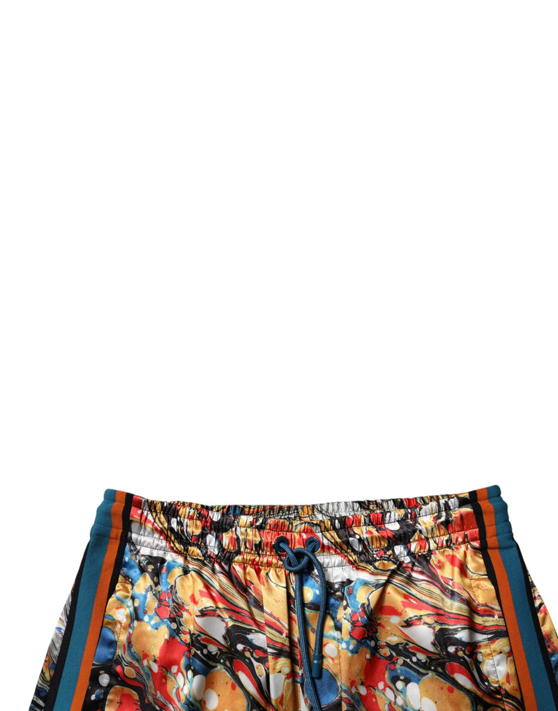 Pantalones de chándal para hombre de satén multicolor con estampado de mármol, de Dolce & Gabbana