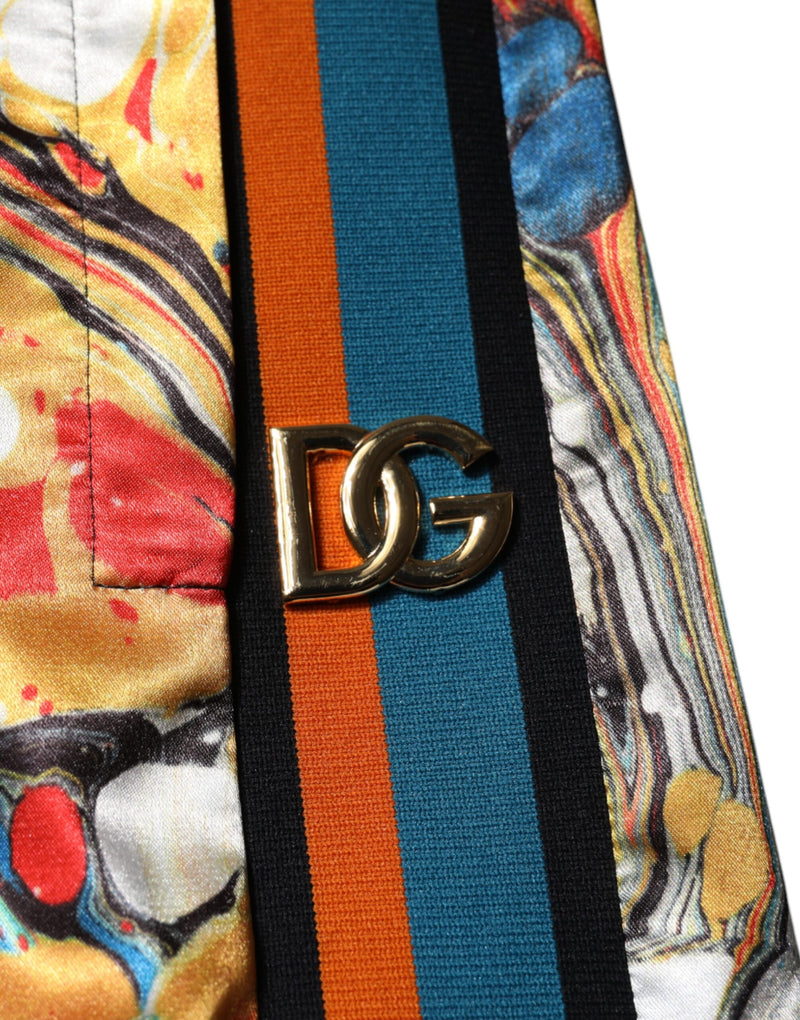 Pantalones de chándal para hombre de satén multicolor con estampado de mármol, de Dolce & Gabbana
