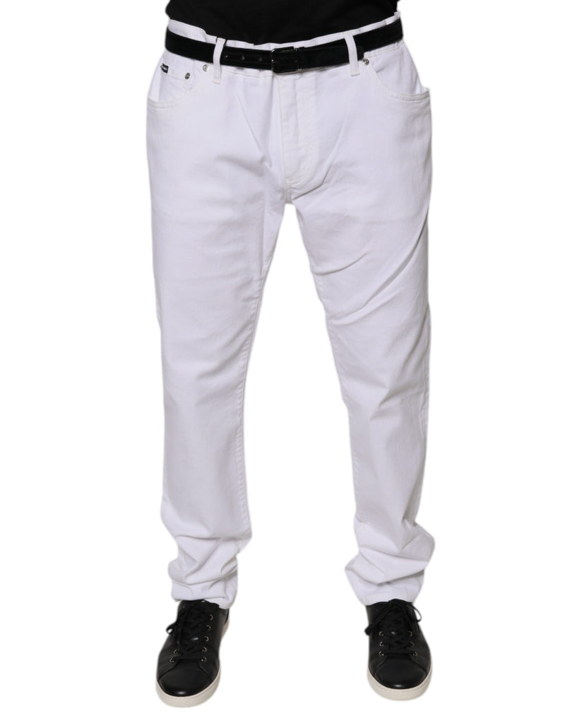 Jeans skinny masculino branco de algodão stretch Dolce & Gabbana